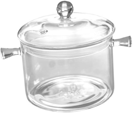 PAMINGONO Glas Suppentopf Mit Doppeltem Griff Und Deckel Hochtemperaturbeständiger Kochtopf Für Nudeln Suppe Und Gemüsegerichte Transparentes Design Für Bessere Sichtbarkeit