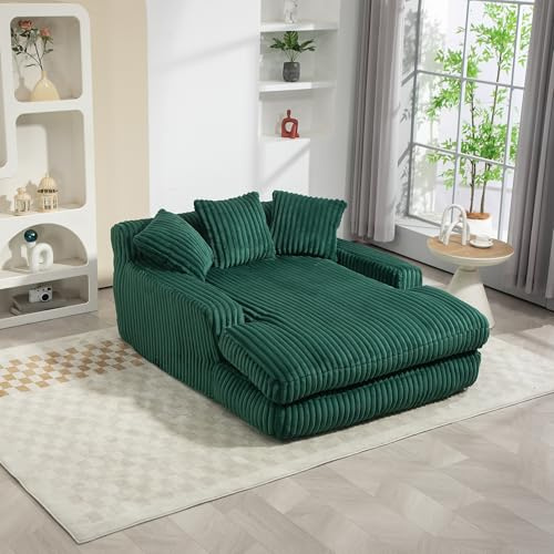 MOBETTRES Modern bäddsoffa i manchester, cloudsoffa med 3 mjuka kuddar, bekväma golvsoffor för vardagsrum, lägenhet, kontor (smaragd
