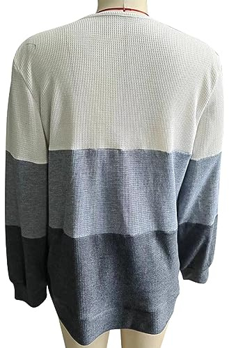 KIMISS V Neckline Button Top - Color Block Splicing Casual Blouse for Women, Fitted & Fashionable V Neck Button Stitching Blouse (XXL)
