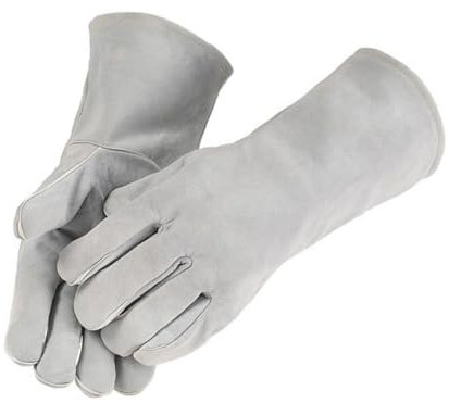 Fazvncv Guantes de soldadura de cuero, resistentes al fuego, transpirables, protección de manos contra soldadores y cortes para hombres y mujeres
