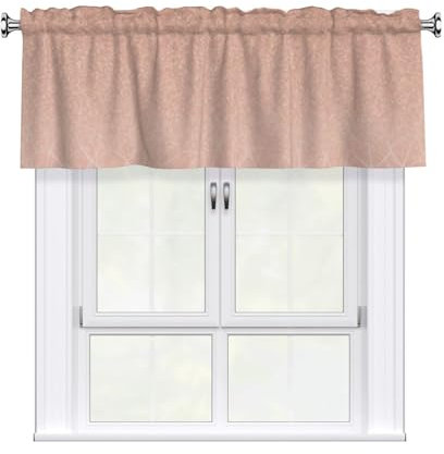 LHBWCVN Blush Rose Gold Valances for Windows, Rod Pocket Window Treatment Drapes Farmhouse Kitchen Curtains Short Blackout Window Curtains for Living Room Bedroom Decor 54x18 Inch