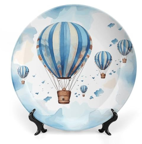 JTKBNVM Grandes assiettes décoratives en porcelaine anglaise avec support de présentation pour cuisine, salle à manger, 17,8 cm - Bleu