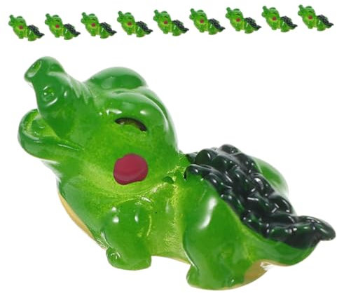 Abaodam Mini Statue Crocodile 10 Pièces en Résine Verte Décorative