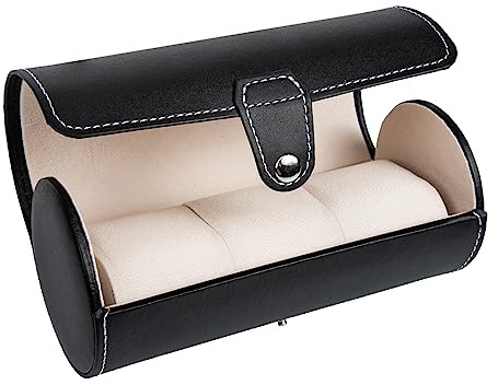 Healvian Boîte De Rangement Montre Cuir PU Emplacements avec Coussins Intérieurs Présentoir Élégant pour Homme Étui Rouleau Protecteur Pratique Et Portable
