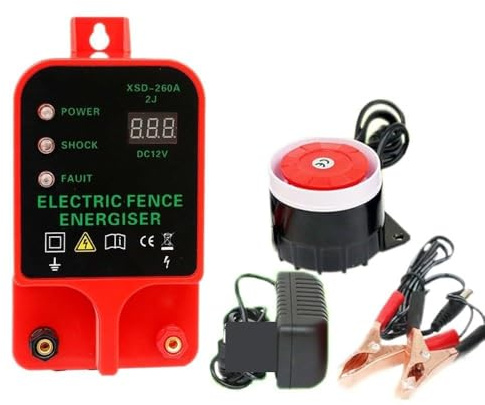 Elstängsel, Fjäderfäfarm Shepherd Stängsel Djur Larm Pulskontroll LCD-laddare Högspänning Decibel Elektrisk Verktyg 10KM(Upgraded version)