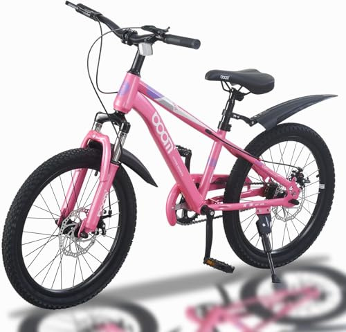 TRIOBLADE Kids Bike 18 20 22 Kids Mountain Bike for Boys and Girls Junior Mountain Bikes Children Bicycle with Shock Absorber 12.25-Inch Frame Dual Disc Brake 5-14 Years Old (Pink, 18 inch)