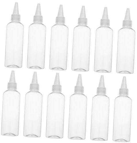 FRCOLOR 12pcs Squeeze Bottles 100ml Portable Leakproof Pet Pointed Tip Dispenser Containers for Daily Home Use
