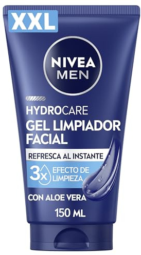 NIVEA MEN Hydrocare Gel Detergente Viso XXL 150 ml, Detergente viso uomo in maxi formato per 3x detersione efficace, Skincare uomo idratante e rinfrescante con Aloe Vera per tutti i tipi di pelle