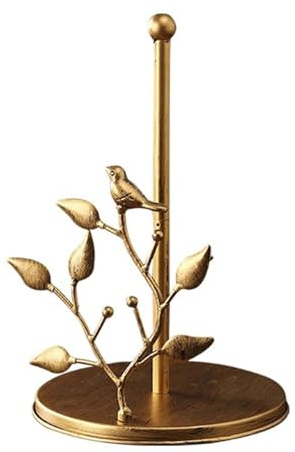 Pappershanddukshållare I Vintage-guld Med Fågel- Och Lövdesign - Dekorativt Pappershandduksställ För Kök, Matsal