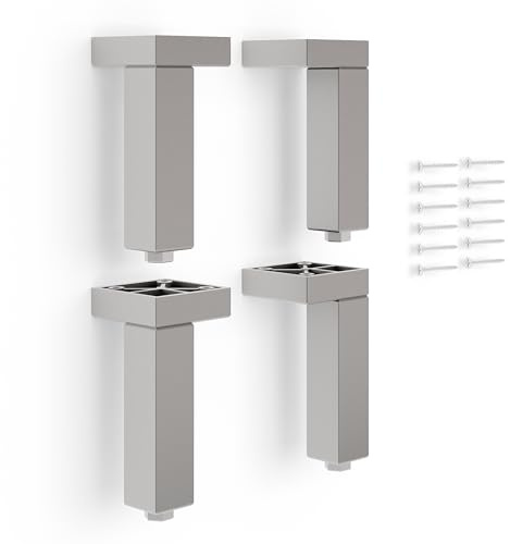 Poliplast - Set da 4 Piedini, Design quadro per Armadio e Soggiorno, Articolo 766R, Verniciato a mano, Colore Alluminio