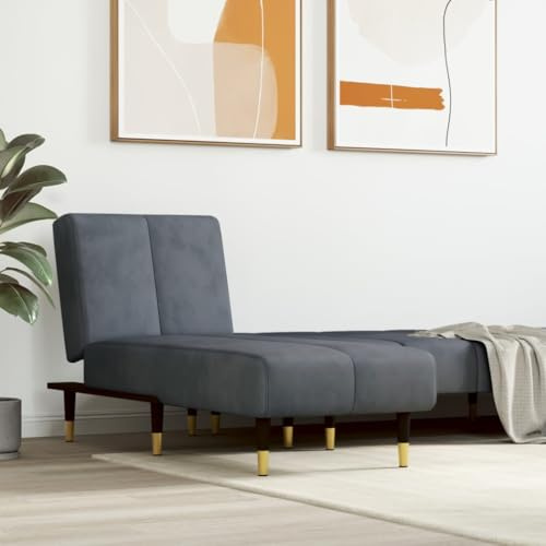 Mokuyary Chaiselongue Dunkelgrau Samt Loungesessel Liege Verstellbare Rückenlehne Schlafsessel Fernsehsessel für Wohnzimmer, Schlafzimmer und Büro