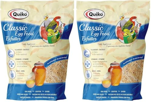 Quiko Classic Mangime per uova 1Kg Cibo concentrato e per la riproduzione per tutte le specie di uccelli ornamentali (Confezione da 2)