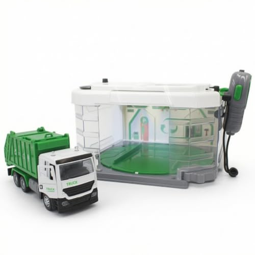 MagiDeal Garaje de Lavado de Coches para Niños Juego Completo Estación Taller Vehículo Mini Coche con Niebla Efectos Luminosos , Estación De Saneamiento con Camión Volquete