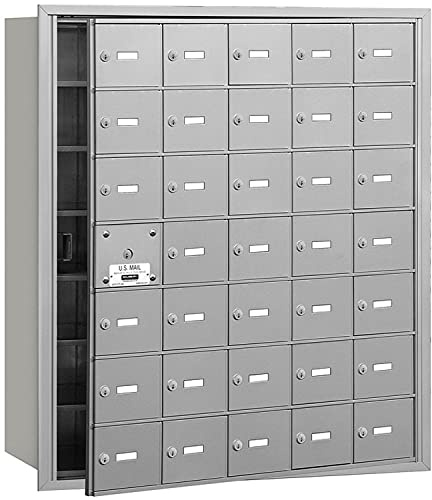 Salsbury Industries 4B+ Horizontal Mailbox - 35 A Doors (34 usable) - Aluminum - Front Loading - USPS Access