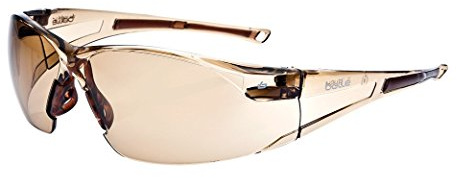 bollé Safety RUSH - Gafas de seguridad con lente ámbar oscuro y marco crepúsculo