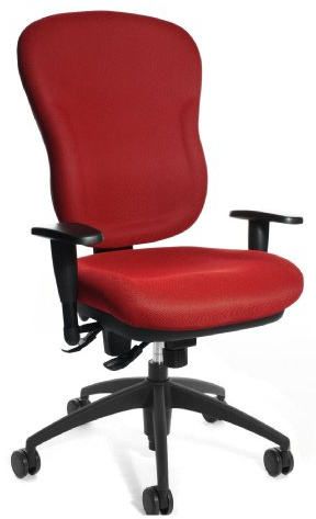 Topstar Wellpoint 30 SY, ergonomischer Bürostuhl, Schreibtischstuhl, Muldensitz, inkl. Armlehnen, Bezug rot