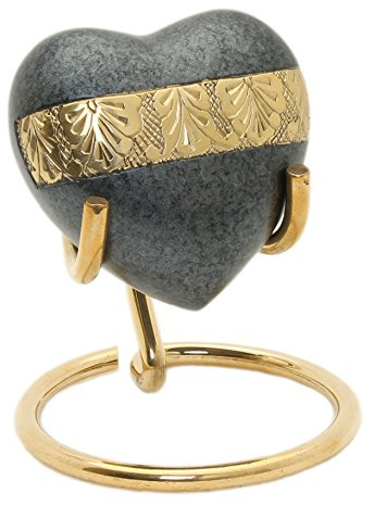 UrnsWithLove Petite urne funéraire en Forme de cœur pour Cendres, Mini urne funéraire en Forme de cœur Gris avec boîte et Support