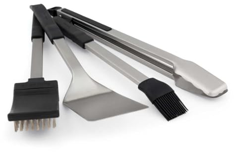 Broil King Baron Grillbesteck Set / 4-teilig - Grillwender, Grillzange, Marinierpinsel & Grillbürste