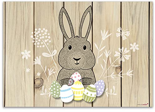 younikat 30 Oster-Tischsets mit Osterhase DIN A3 eckig beige braun - dv091 | Papier-Tischsets mit Osterhasen-Motiv, Einweg-Unterlagen zum Schutz vor Schmutz für Ostern, Feiern und Zuhause