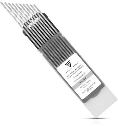 STAHLWERK Wolframelektroden WIG WC20 Grau Ø 2,4 x 175 mm, 10 Stück, stabil