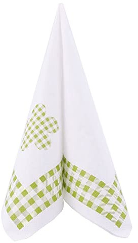 APARTina Tissue Serviette 100 Stück Servietten grün weiß kariert 33x33 cm Tissue - Landhaus Design, Hüttengaudi, Tisch Deko 3-lagige Papierservietten Kleeblatt (Grün)