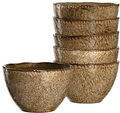 Leonardo Matera Keramik-Schalen, 6-er Set, spülmaschinengeeignete Schüsseln, 6 Steingut-Schalen mit Glasur, beige, 980 ml, Ø 15,3 cm, 018535