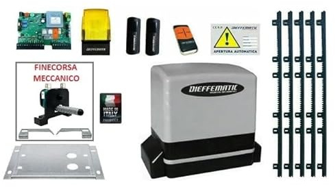 Kit Motore Automazione Cancello Scorrevole Automatico Con 5 Mt Cremagliera 230V