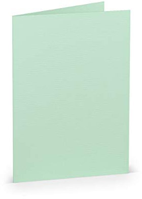 PAPERADO 150 Faltkarten DIN B6 - Mint gerippt Eukalyptus Hell-Grün - 220 g/m² - 12 x 16,9 cm - Blanko Doppelkarten Klappkarten Basteln Einladungskarten