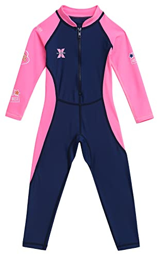 IMEKIS Kids Rash Guard Girl Boy Swimsuit Long Sleeve Diving Suit Swimwear One Piece Full Body Surfing Wetsuit UV Protection UPF 50+ Bathing Swimming Costume for Water Sports