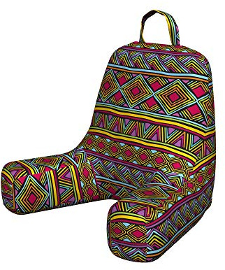 Ambesonne African Reading Pillow Cover, Colorful Diamond Motifs with Angled Lines Lively Palette Geometric Borders, Unstuffed Printed Bed Rest Case from Soft Fabric, Small, Multicolor