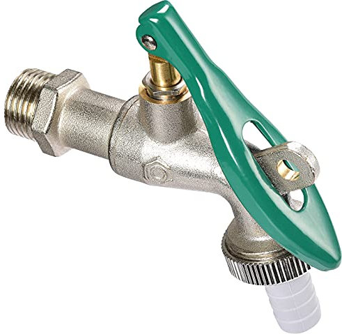 Rubinetto a Sfera per irrigazione Piante con Porta Lucchetto e portagomma, per casa terrazzo Giardino Lavanderia Garage, Attacco 1/2, Ottone Cromato