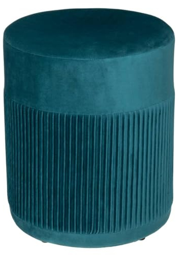 Atmosphera - Pouf Nofy - Velours - Bleu Canard H38 cm
