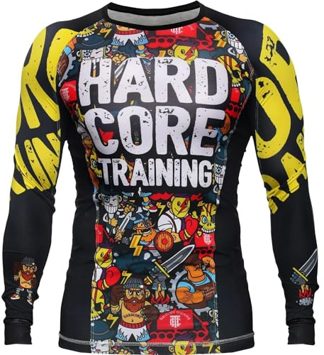 Hardcore Training Rash Guard Men's Kompressionshemd Herren Lange Ärmel Grappling Jiu Jitsu MMA Fitness Boxen No Gi