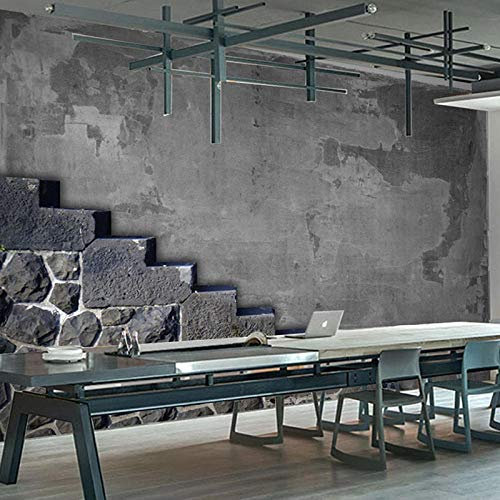 Benutzerdefinierte Fototapete Industrial Style Grau Zement Ziegel Tapeten Wohnkultur Wohnzimmer Küche Restaurant Tapete 3D,350*256Cm