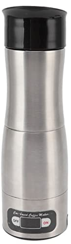 Luqeeg Portable Coffee Maker, Electric Espresso Machine, Mini Electric Coffee Machine for Car, Electric Espresso Maker for Capsule with 12V 24V Cigarette Lighter, Stainless Steel Travel Cup
