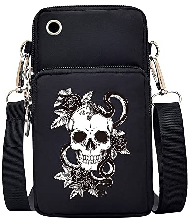 FINDING CASE White Picture Printed Women Girls men Zipper Waterproof Nylon 3 Layers Crossbody Bags Wallet Cellphone Purse Shoulder Bag Wristlet Handbags Adjustable Strap