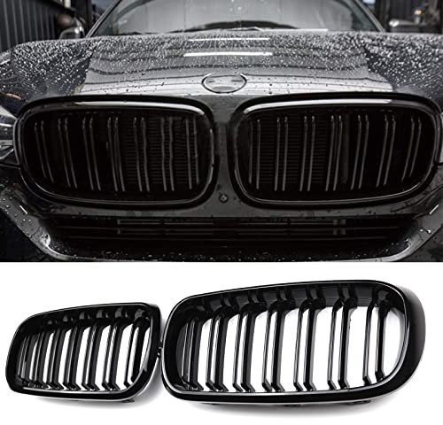 TOPTHAN Griglia per radiatore adatta per BMW F15 X5 35i 35iX 35dX 40eX 50iX (xDrive) (2014-2018) F16 X6 35i 35iX 50iX (2015-2019), X5M X6M (2015-2019), nero lucido Radiatore anteriore Griglia