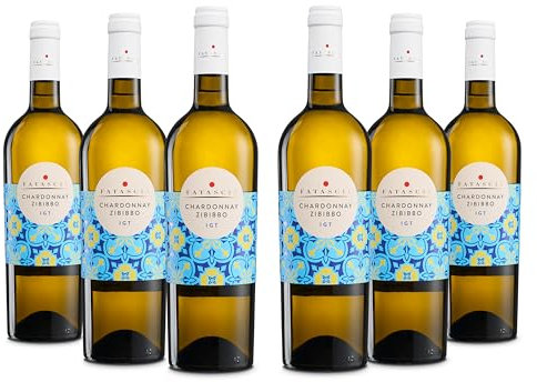 Fatascià Chardonnay Zibibbo Terre Siciliane IGT, Eleganter und Harmonischer Weißwein mit Noten Gelber Früchte, 13 % Vol., Karton mit 6 Flaschen mit jeweils 750 ml