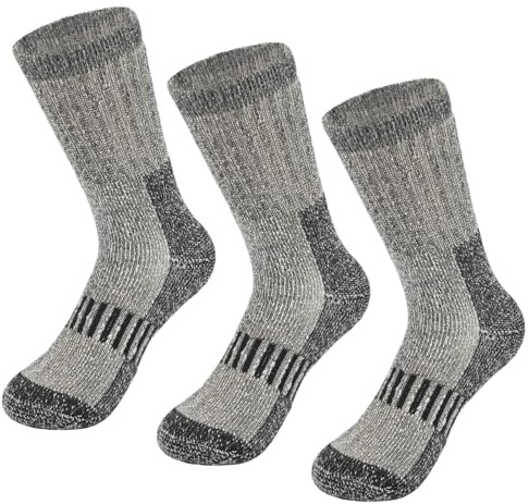 hakugoo Kids Merino Wool Socks Winter Warm Socks for Boys Girls Toddler Hiking Socks Thick Thermal Snow Ski Socks Crew Boot Socks 7-10 Years Old Black 3 Pairs（M）