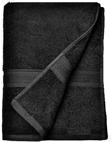 Lyxigt extra stort jumbo badlakan | set med 1 och 2 – 100 % egyptisk bomull | supermjukt mycket absorberande snabbtorkande | 700-GSM, 100 x 200 cm handdukar (svart, 1)