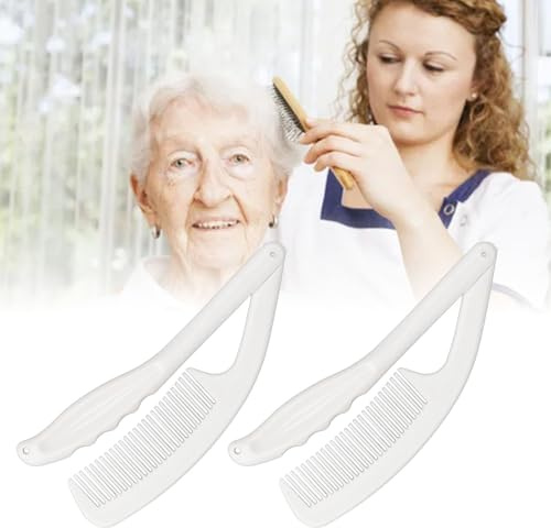 Foldable Handle Comb with Curved Grip, Soft Bristle Scalp Massaging Hair Brush for Elderly & Disabled, Self Care Tool