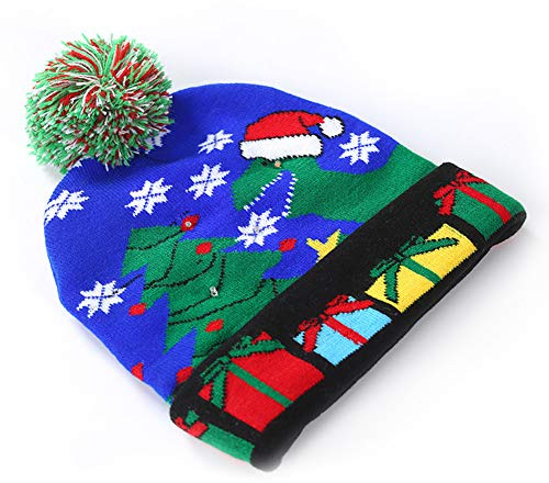 Srliya Unisex-LED-Strick-Weihnachtsmütze, Bunt Leuchtende Beanie-Mütze für Kinder, Männer und Frauen, Schneeurlaub, Festival, Geburtstagsfeier, Neuheitsmütze (5)