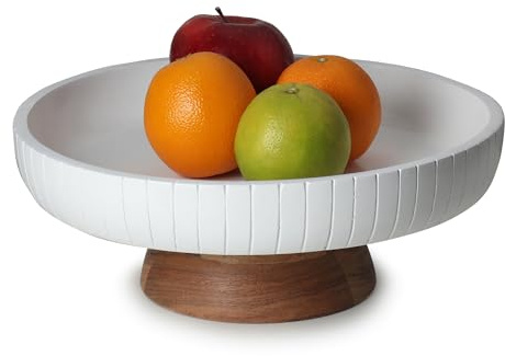 LAVAUK Frutero de pedestal (blanco brillante)