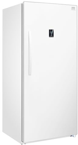 Kenmore Upright freezer - Convertible Refrigerator / Freezer, 4 Shelves, Garage Ready, Meat Storage, Auto Defrost, Congelador For Home, Apartment, Cottage, Basement, 14.0 Cubic Feet Capacity, White 