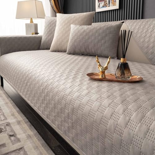HLTQL Sofabezug Ecksofa L Form Wasserdicht，Sofaschoner rutschfest FüR Leder 3 4 2 1 Sitzer，Sofaschoner SitzfläChe/Hund/Katze，Couchpolster üBerzug(vgrey2,70x180cm)