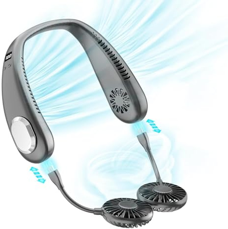 Testyu Ventilatore da Collo Con Raffreddamento USB, 9000 mAh, Portatile, Ricaricabile, Silenzioso, Mini Ventilatore Con 2 Ventole Rimovibili