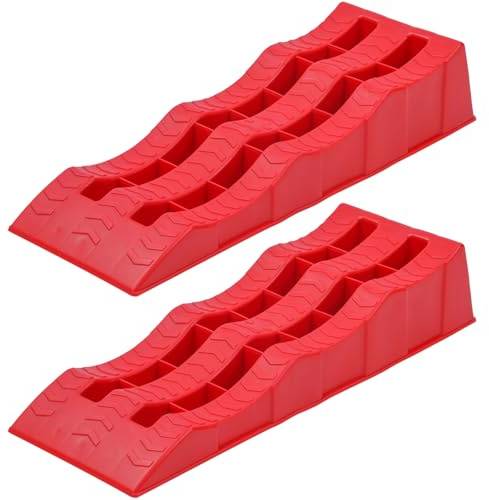KATSU Rampe di Livellamento per Roulotte 2 Pezzi Capacità 4 Ton 3 Livelli Cunei Livellamento Camper da Campeggio in Plastica per Impieghi Gravosi per Garage Officina Auto