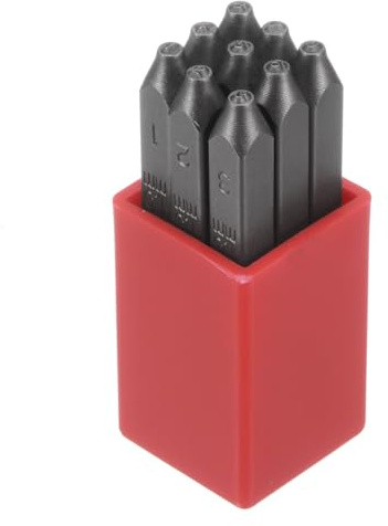 QUARKZMAN 9pz Numero Stampa Set 1/16 1,5mm Inversione Punzone Alto | Strumento Acciaio 0-9 Punzonatrice Strumenti Metallo Stampi Set Martello Manuale, per Metallo Plastica Ottone Stampaggio