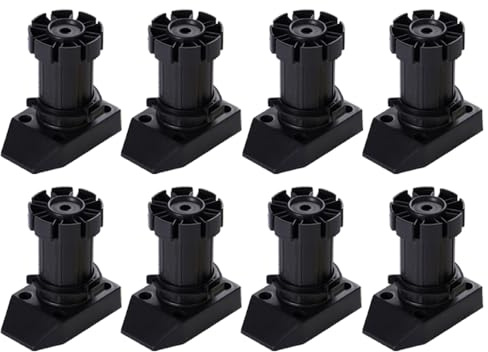 Dajiaxingxing Lot de 8 pieds d'armoire, hauteur réglable de 50 à 70 mm, pieds réglables en plastique, pour armoires de cuisine et de salle de bain Noir