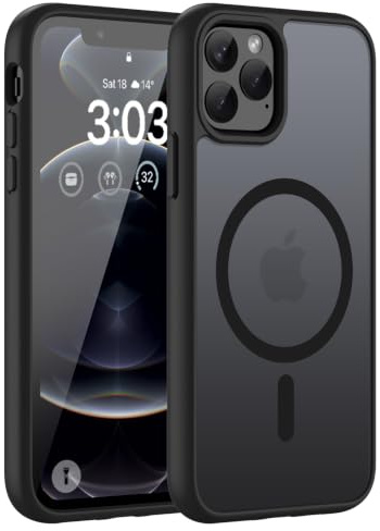 ORDA für iPhone 12 Pro Max Hülle, Kompatibel mit MagSafe, Schwarz | Durchscheinend Rückseite, Matt Magnetische Handyhülle, Stoßfest Kratzfeste Schutzhülle